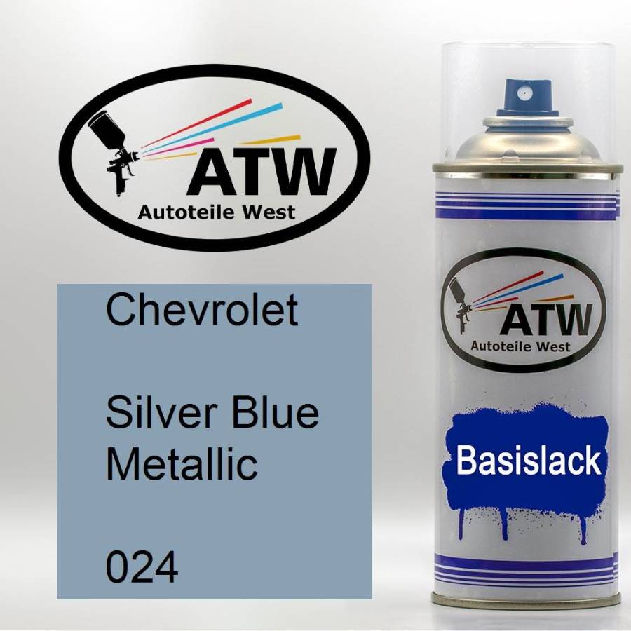 Chevrolet, Silver Blue Metallic, 024: 400ml Sprühdose, von ATW Autoteile West.